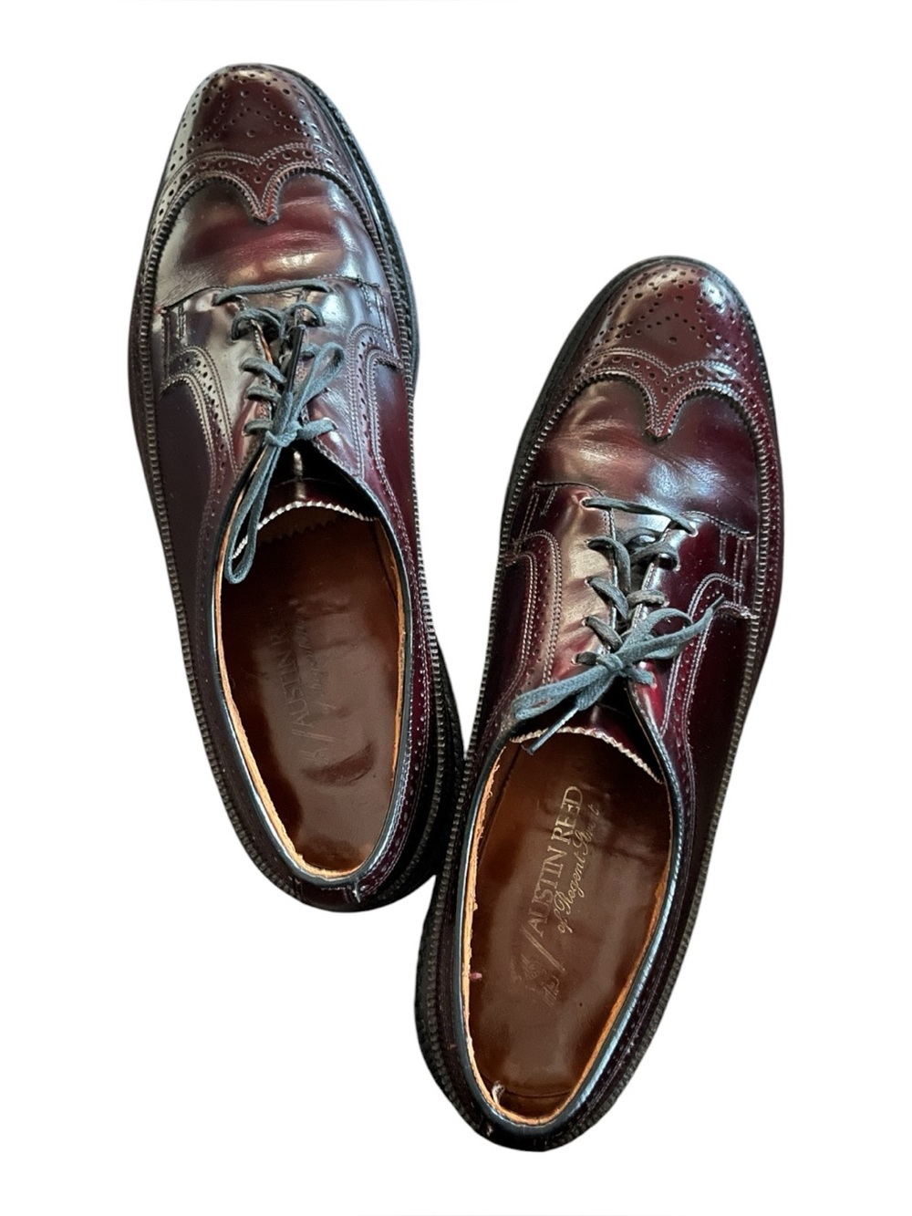 Vintage Austin Reed Men’s 11.5M Longwing Brogue Oxfords - Burgundy Leather